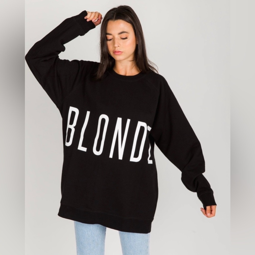 Brunette The Label Blonde Black Crewneck Pullover Sweater Size XS/S Fall Cozy